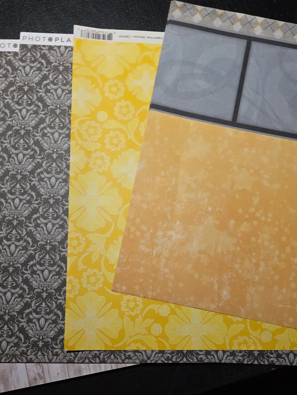 Photoplay Floral and Damask Scrapbook Paper Pack - Yellow & Gray